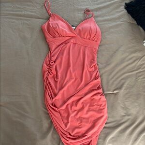 Elegant Pink Ruched Dress